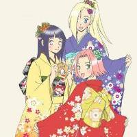 Sakura and Ino and Hinata in kimono